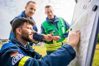 Führungskräfte bei der Großübung des THW OV Niefern-Öschelbronn und des Regionalbereichs Karlsruhe